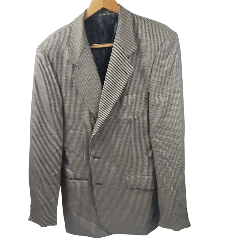 Di Benedetto Tweed Blazer Mens 44 Extra Long 56% Silk & 44% Wool Houndstooth